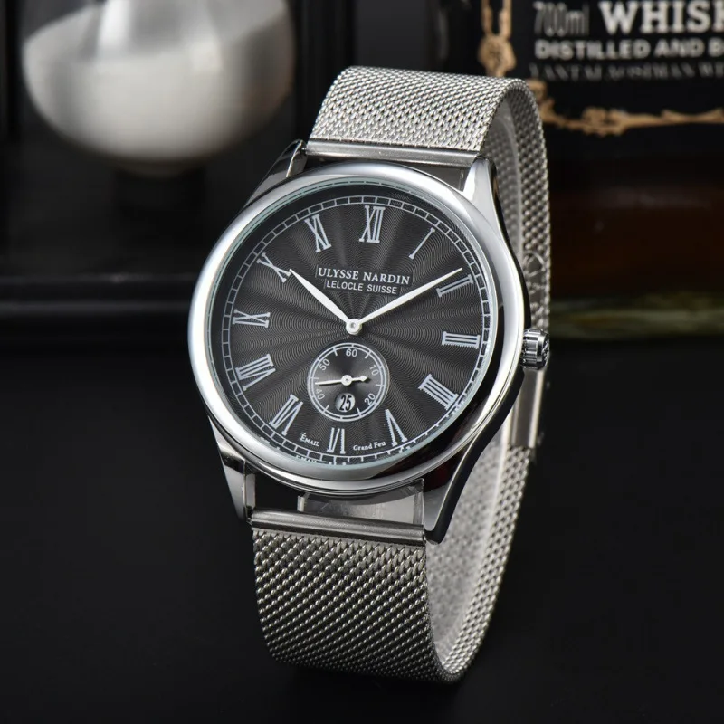 2025 Men's Luxury Roman Numeral Watch Quartz Movement Stainless Steel Case Sapphire Coated Crystal Classic Business Style