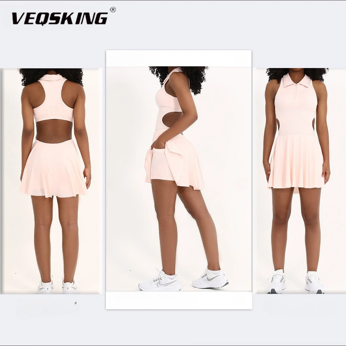 

Women's Badminton, Tennis, and Golf Sports Dress, Slim Fit and Quick Drying Breathable Short Sleeved Dress, Training Dress