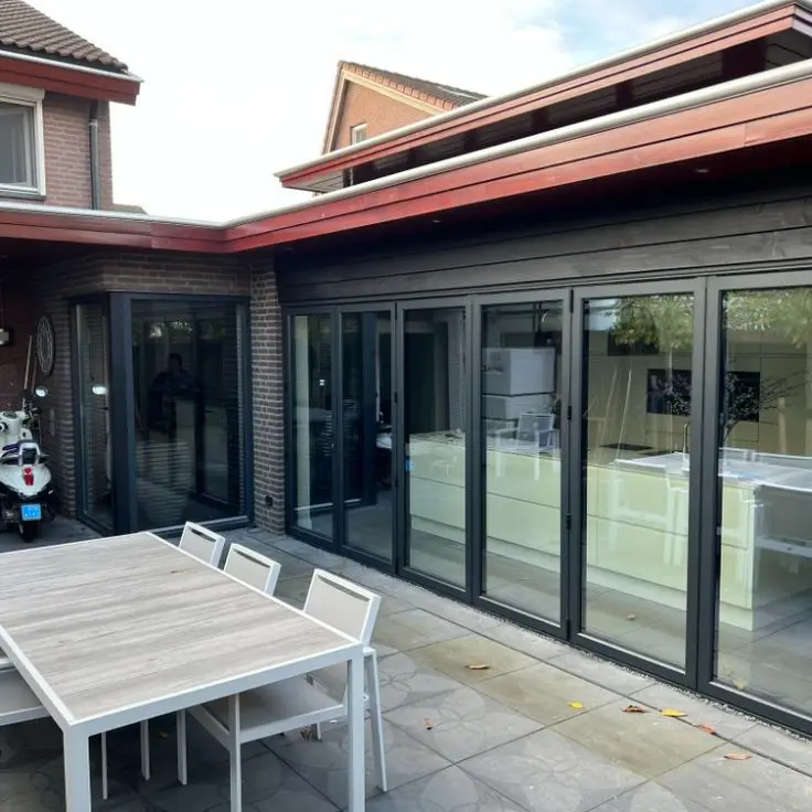 Aluminum Accordion Folding Door Customized Design Tempered Glass Heat Insulation Garden Villa House Exterior Bifold Doors