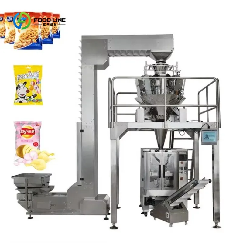 Full Automated Multihead Weighing Snack Grain Food Packaging Machine Coffee Bean Plastic Bag Premad Bag Packing Machine