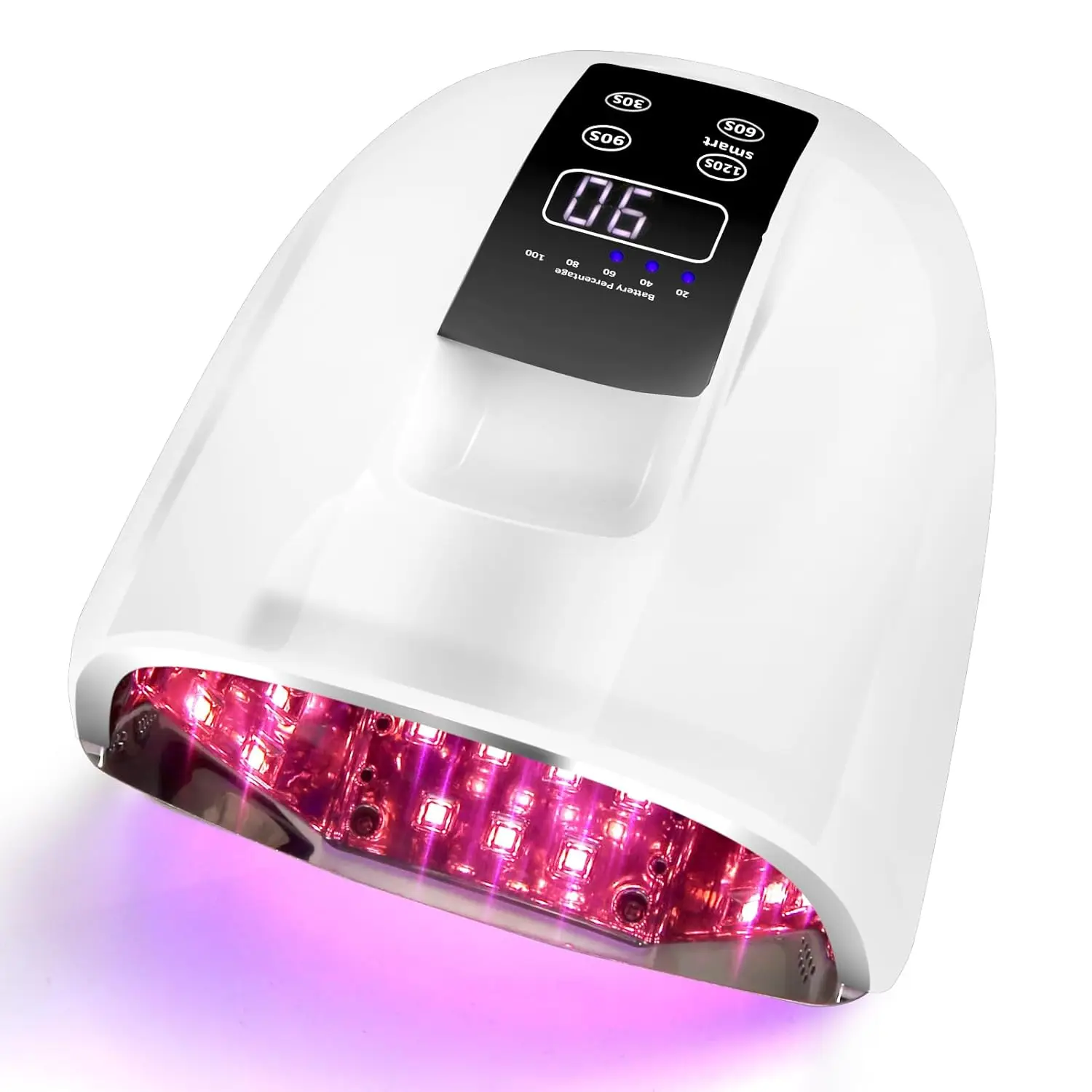 

90W Professional Wireless UV LED Nail Lamp with 45 Beads, 4 Timer Settings, LCD Display for Gel Curing and Drying (White)