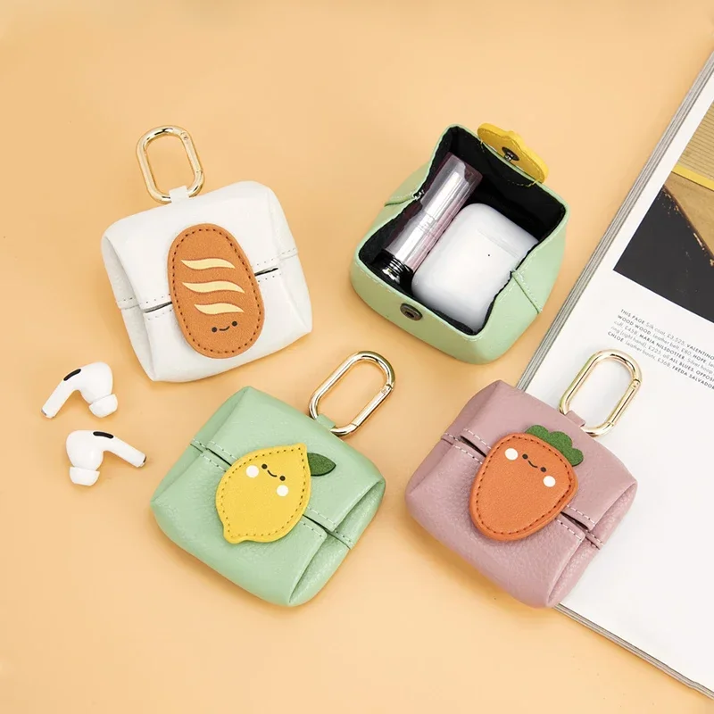 Cute Earphone Bag Pendant Microfiber Leather Mini Lipstick Storage Bag Fashion Coin Purse Multipurpose Student Wallet