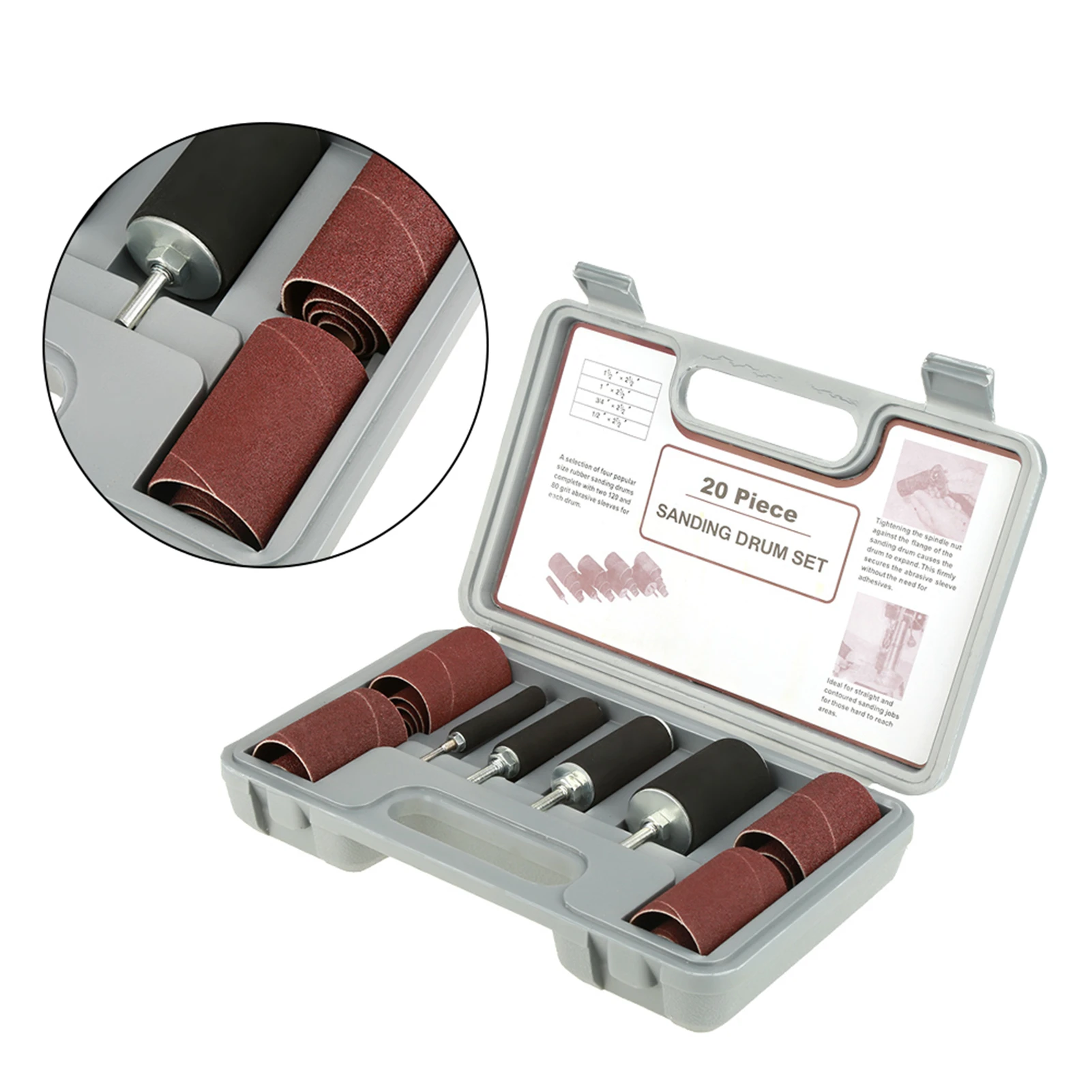 Abrasive Sanding Band Set Mandrel Included Plastic Storage Case Rotary Tool Sanding Bands Spiral Slit Assorted Sizes
