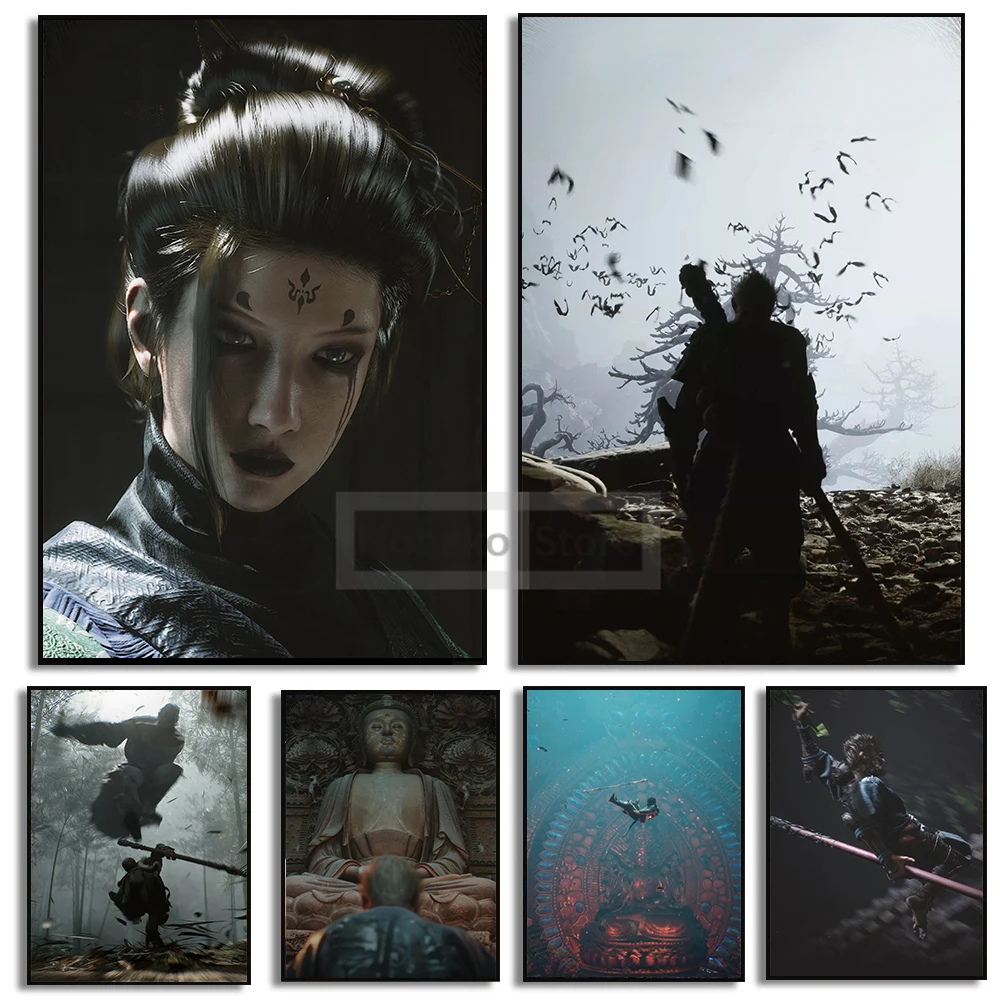 China Latest Video Games Black Myth Wukong Posters Black Myth Wukong Prints Canvas Painting Wall Art Pictures Home Room Decor