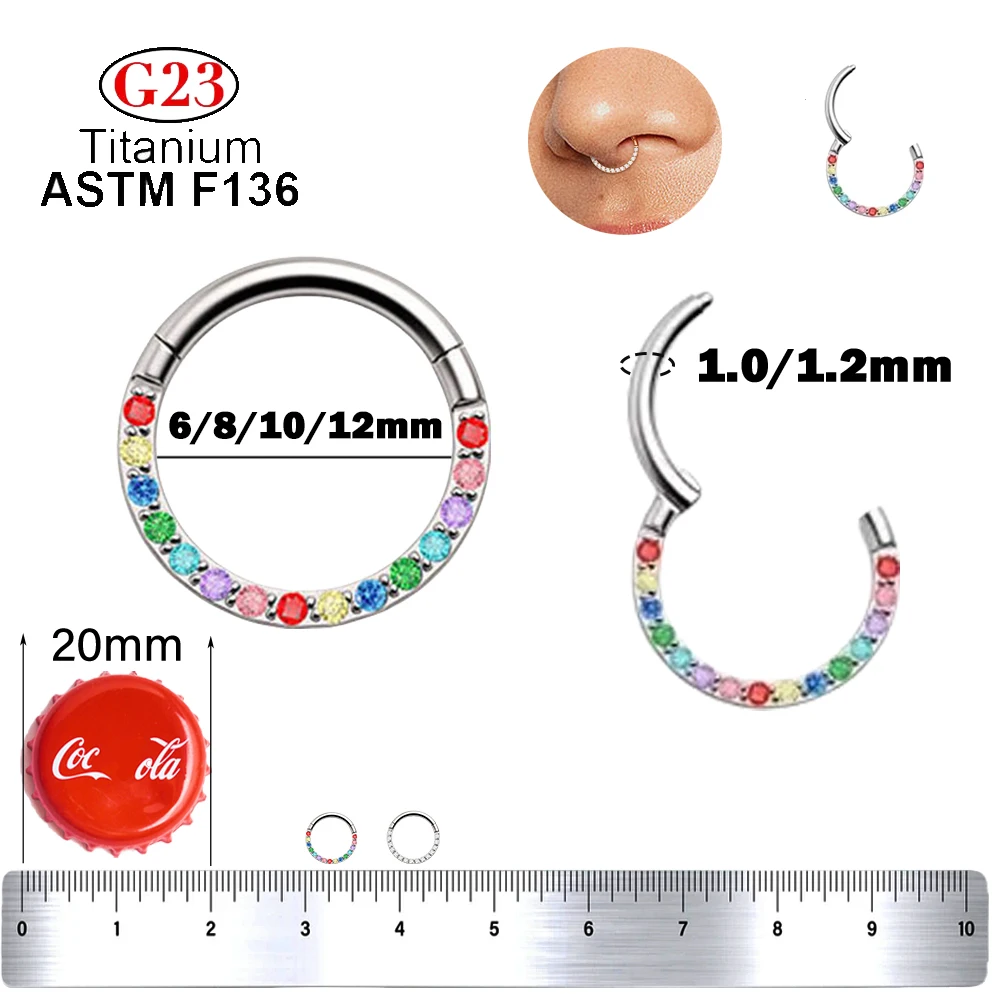 1/10 قطعة 16 جرام G23 التيتانيوم قوس قزح تشيكوسلوفاكيا الأنف الدائري مسمار الحاجز الأذن الزنمة الغضروف Daith ثقب الأقراط الثقب مجوهرات #2