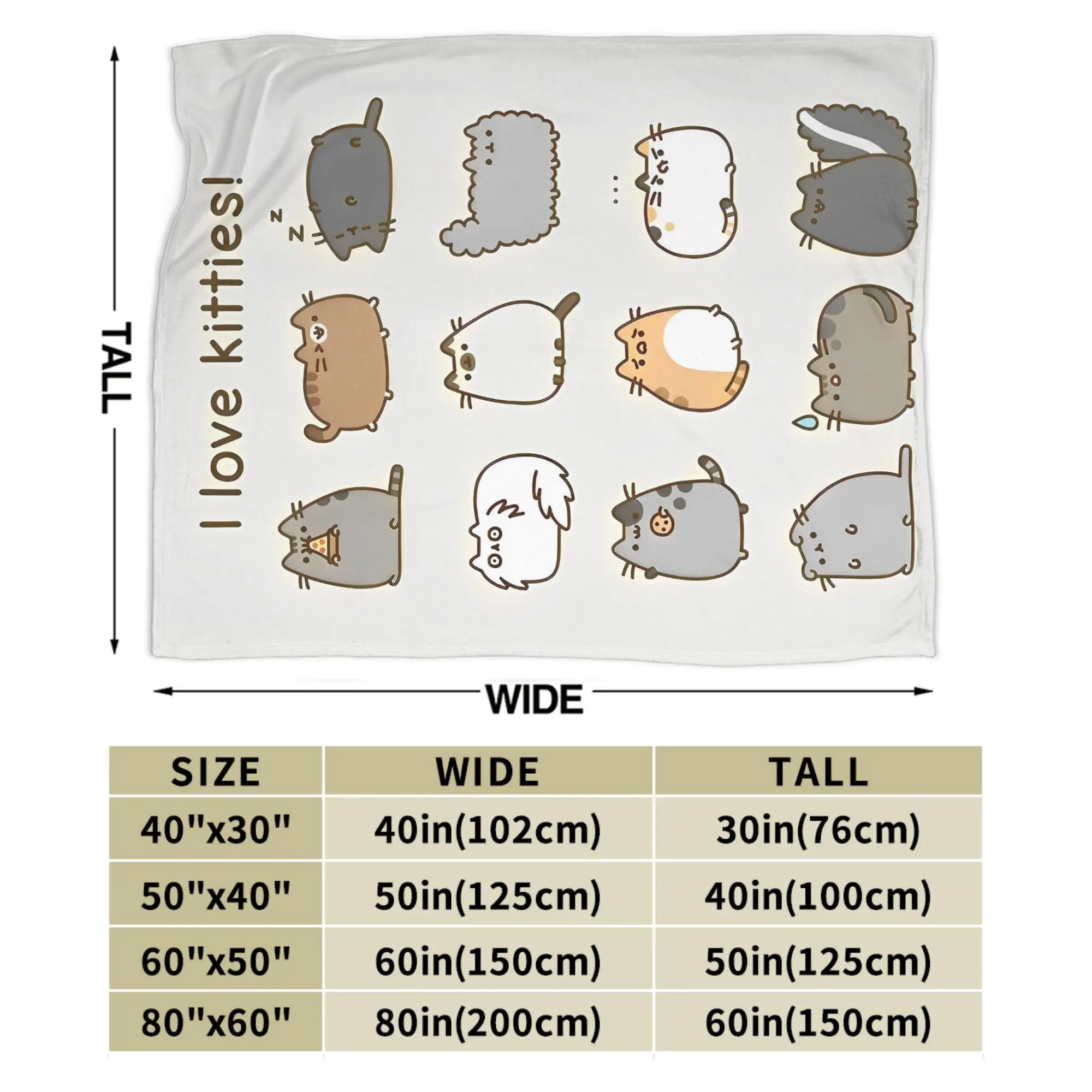 Cartoon Funny Cute Flannel Blanket P-Pusheencats Customized Throw Blanket for Home 125*100cm Rug Piece, view 4
