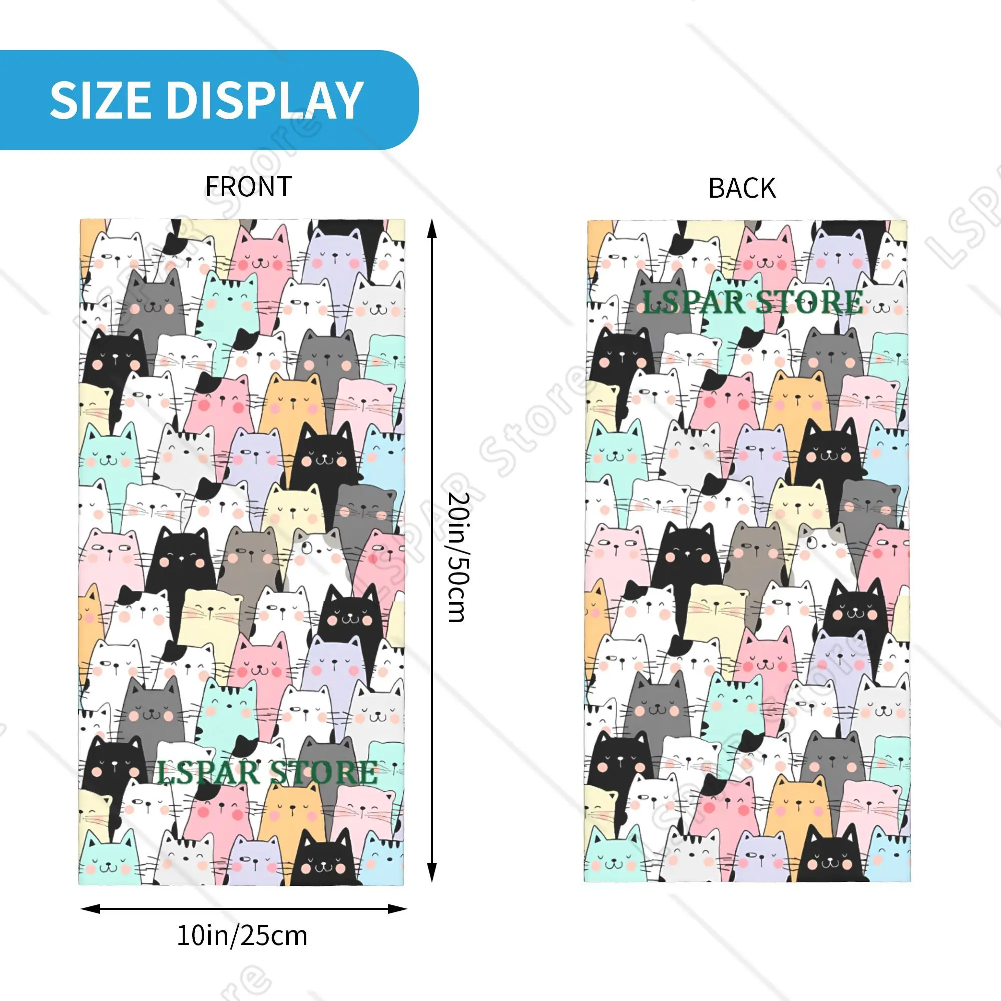 Custom Cute Kitten Cat Doodle Bandana Neck Gaiter for Ski Running Women Men Wrap Scarf Headband Warmer