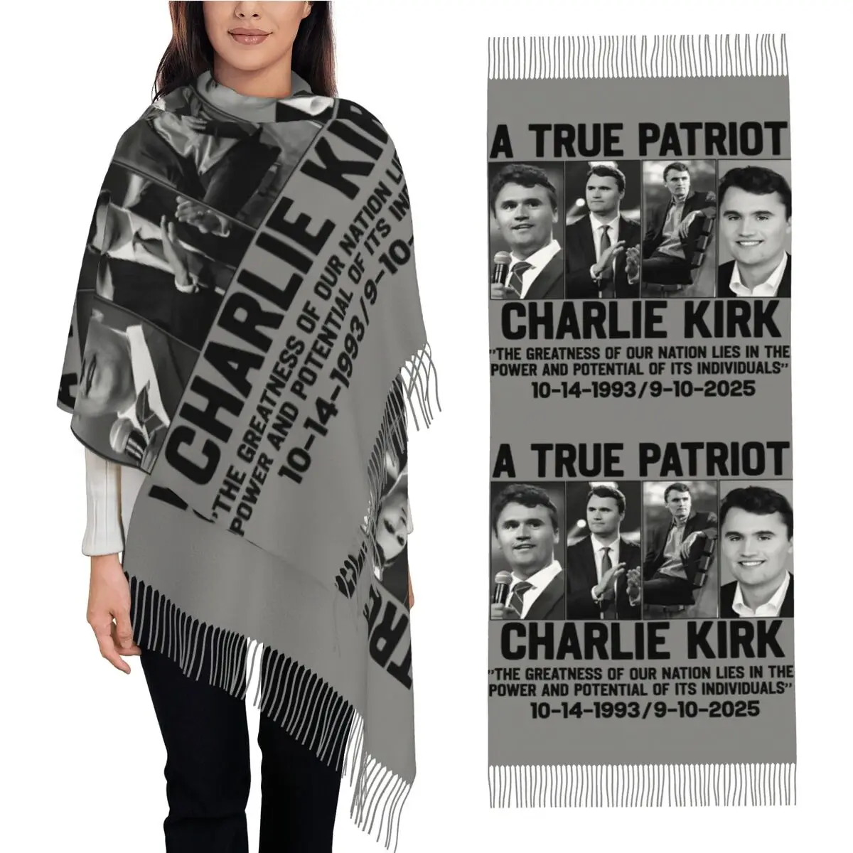 

Теплый зимний шарф, настоящий Патриот Чарли Кирк, шали и накидки, бандана на заказ, женские популярные головные уборы, шарфы