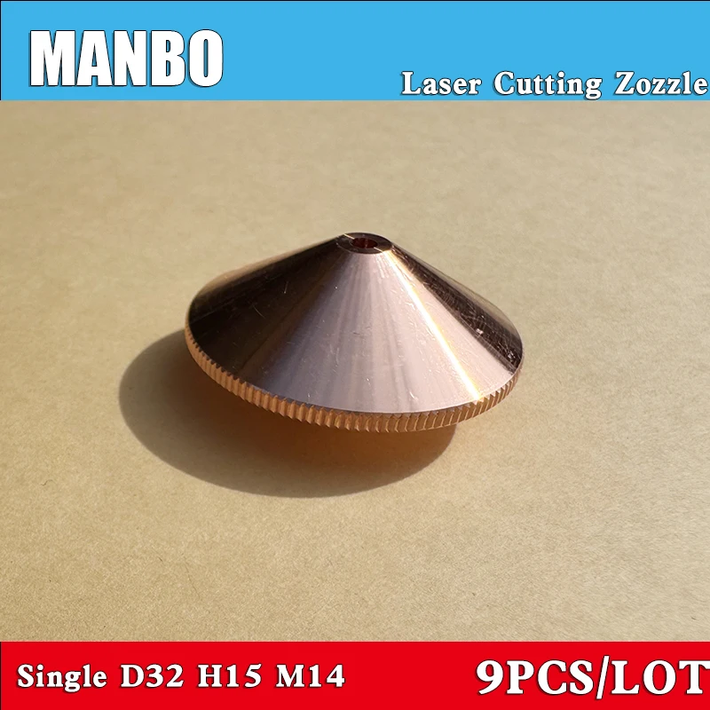 MANBO 9 Stück Faserlaserdüsen, ein- und zweischichtig verchromt, D32 H15 M14 Kaliber 1,0-5,0 mm für Raytools Precitec WSX Laser – Detail 2