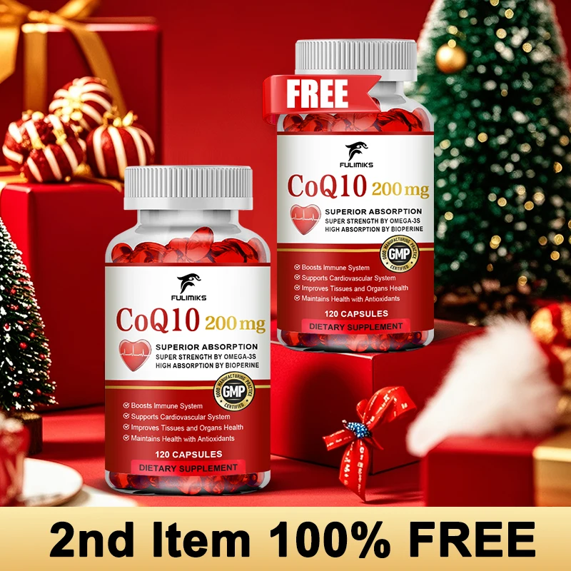 

Coenzyme Q10 Supplement with Omega-3s, Sunflower Lecithin, Support heart and blood vessel health, provides energy, 120 capsules