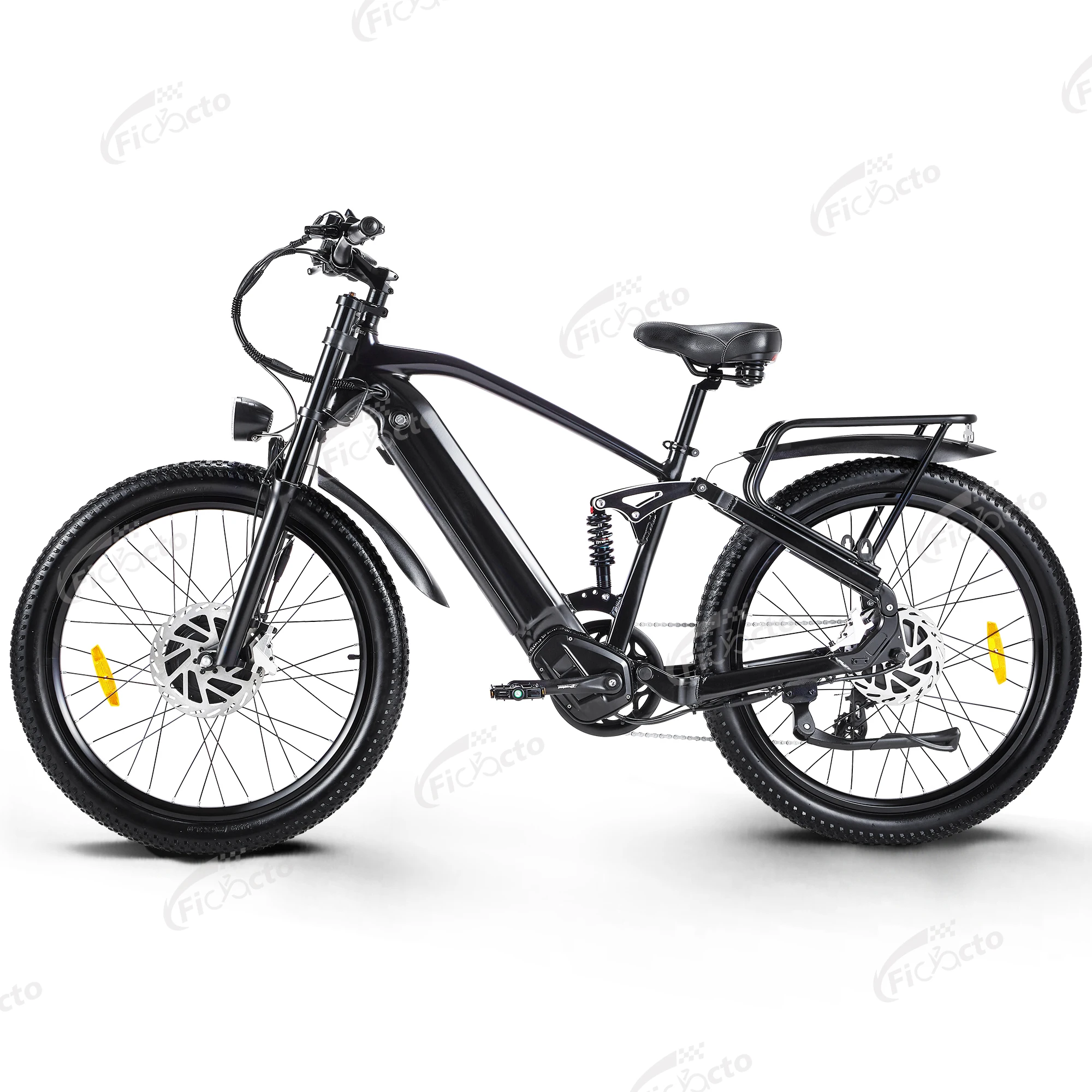 Bicicleta eléctrica de doble motor con batería de 48V17Ah, bicicleta eléctrica con neumáticos gruesos de 26*3.0 para montaña, eBIK con doble suspensión, freno de aceite.