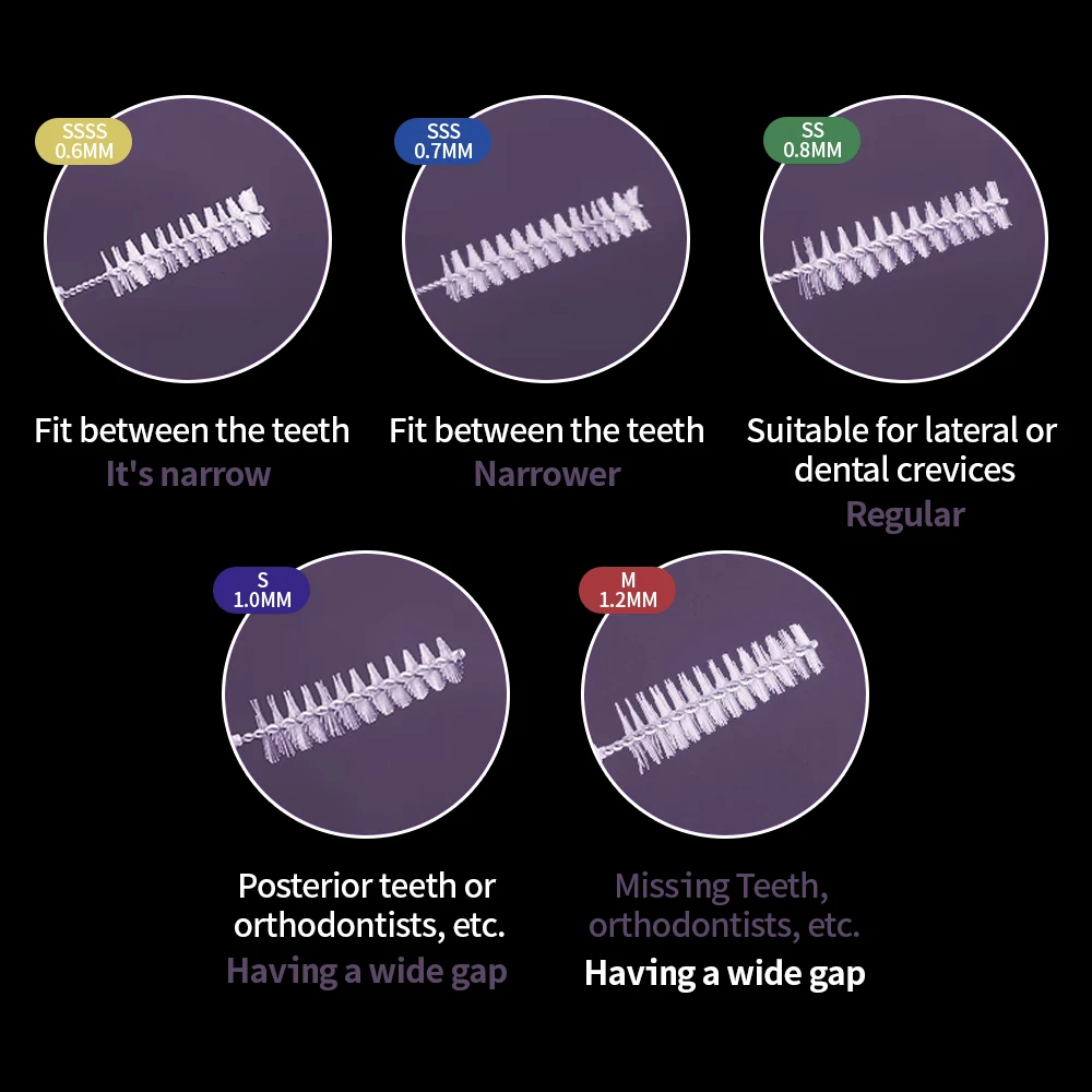 Escovas interdentais para clareamento dos dentes, forma L, push-pull, palito dentário ortodôntico, ferramentas de higiene oral, 10PCs