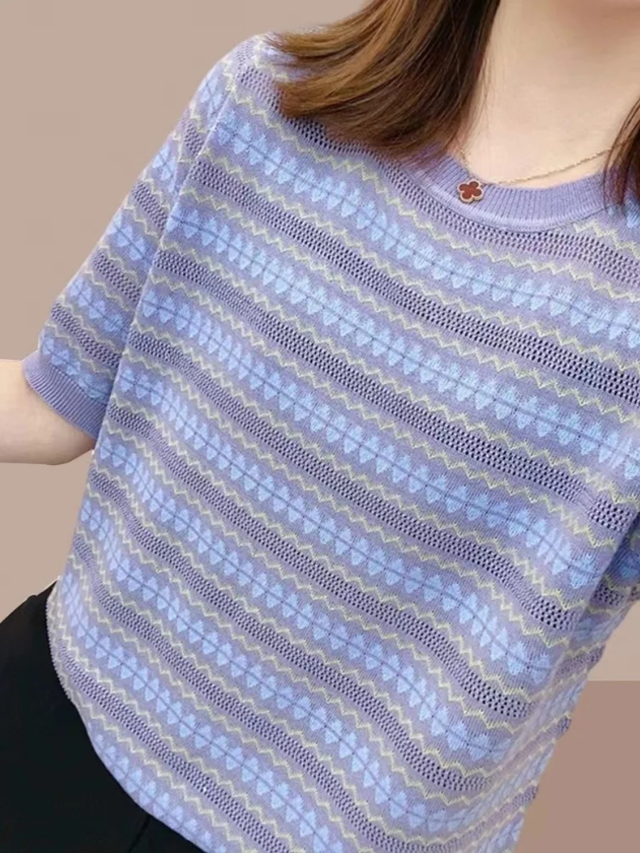 

Женская футболка больших размеров с коротким рукавом из трикотажного ледяного шелка, скрывающая живот, маленький размер, летняя новинка, для повседневной носки, свободный крой