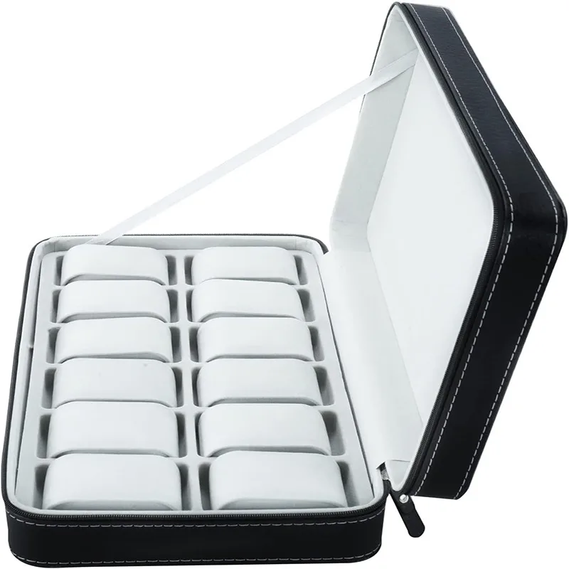 السفر الغبار جزءا لا يتجزأ من صندوق ساعة سستة المحمولة بو الجلود حقيبة للتخزين ساعة عرض صندوق للرحلات والهدايا #4