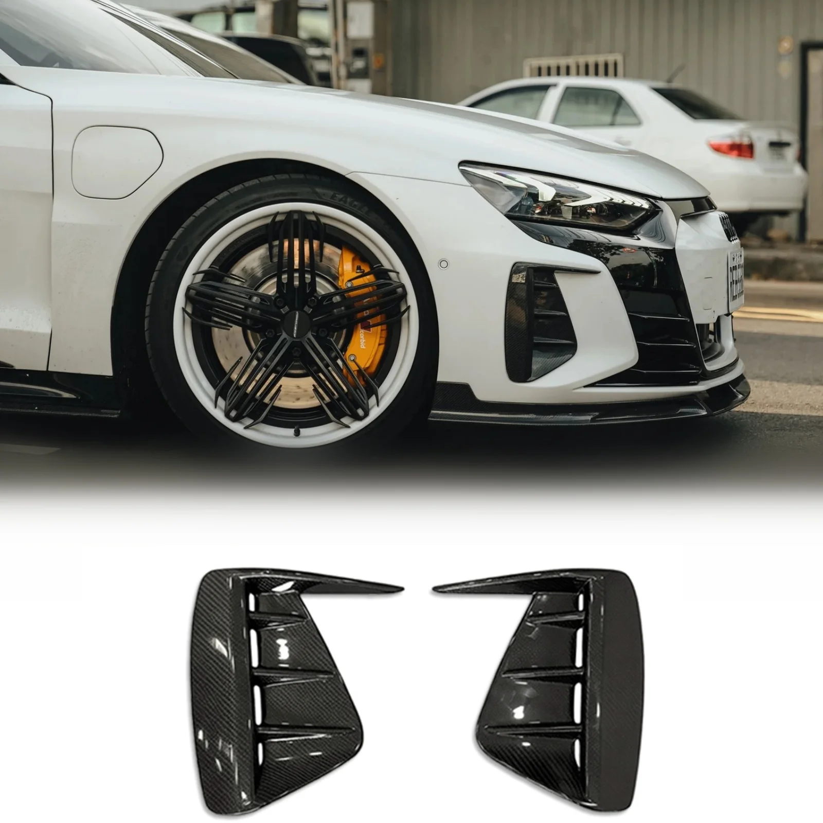 Dry Carbon Fiber Front Fog Canards For Audi RS e-tron GT / e-tron GT Car Bumper Splitter FD Style Body Kits