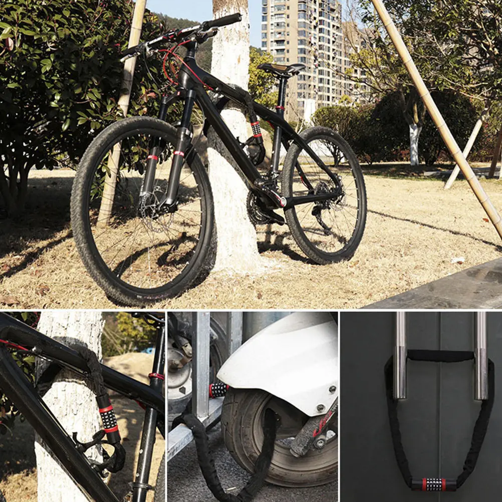 1.2m Bike Lock 5-Digit Combination Chain Lock Resettable Heavy Duty Anti-Theft High Security for Motorbike Gate Fence Garage