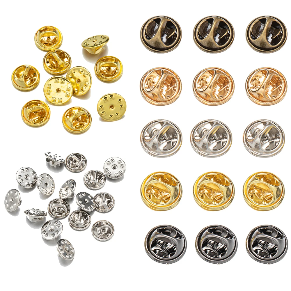 50/100Pcs Metal Pin Backs Brooch Squeeze Badge Pin Cap Butterfly Clutch Clasp Replacement For Jewelry Crafts Making Accessories