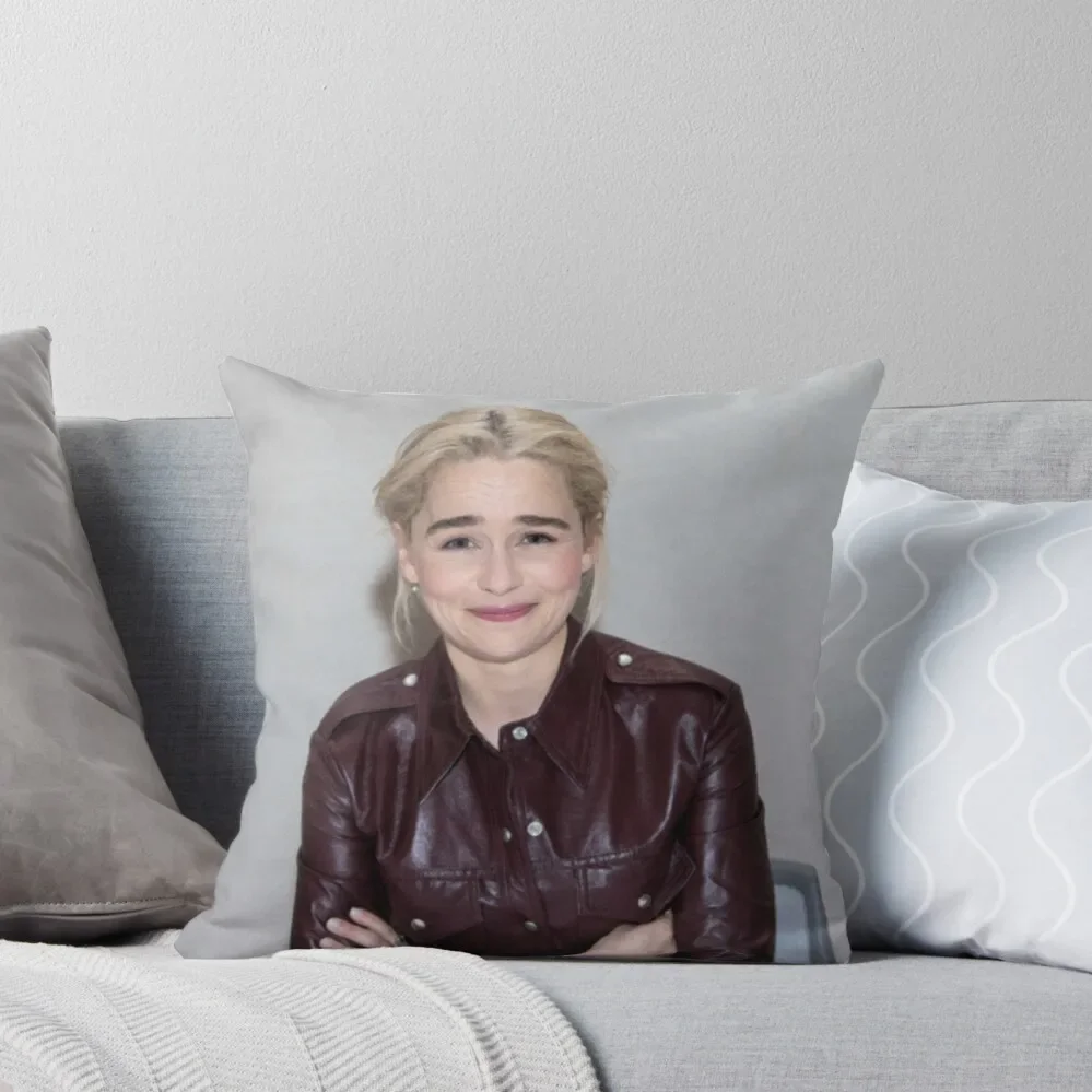 Emilia Clarke oil paint Grainy. Throw Pillow christmas pillowcases Bed pillowcases pillow