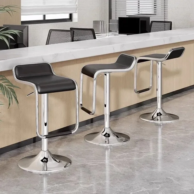Adjustable Height Bar Chairs Swivel Counter Chair with Footrest Home Bar Stools for Kitchen Island Commercial Reception Seats