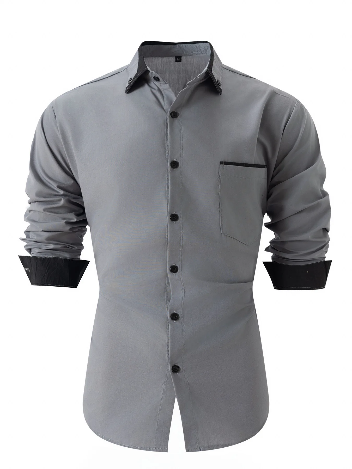 New men's Business casual Color Combination Loose long-sleeved Shirt
