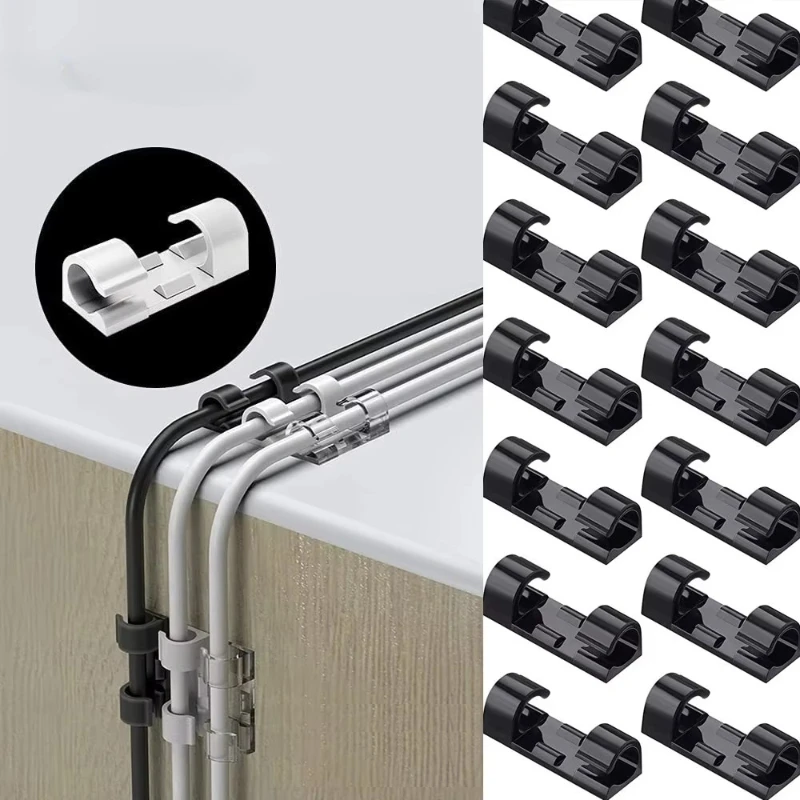 16/20/40pcs Cable Clips Organizer Drop Wire Holder Cord Management Self-Adhesive Cable Manager Fixed Clamp Wire Winder For Home