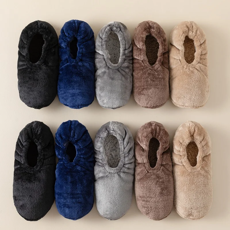 1Pair Men's plus Size Plush Insulated Short Socks Soft Thickened Winter Warm Non-Slip Floor Slippers for Home Comfortable Sleep