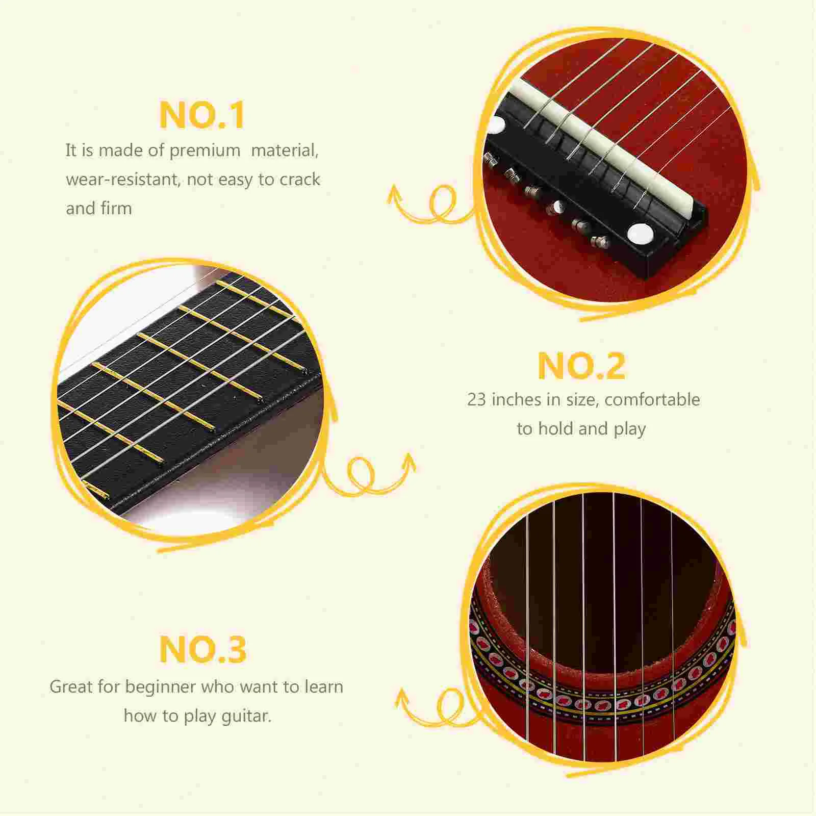 21/23 Inch Folk Acoustic Guitar Music Instrument Small Guitar 6-String Beginner Instrument Folk Acoustic Guitar for Kids