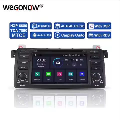 DSP PX5 IPS Android 11 4GB 64GB Car DVD Player RDS Radio WiFi GPS Map Bluetooth 5.0 For BMW 3 E46 M3 Rover 75 MGZT7 1998-2006