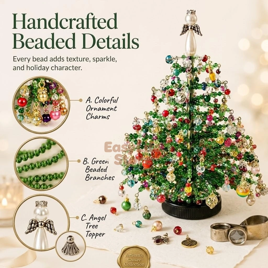 DIY Beaded Christmas Tree Kit – Crystal Bead Holiday Craft Set with LED Lights, Home Decor Gift for Adults & Kids