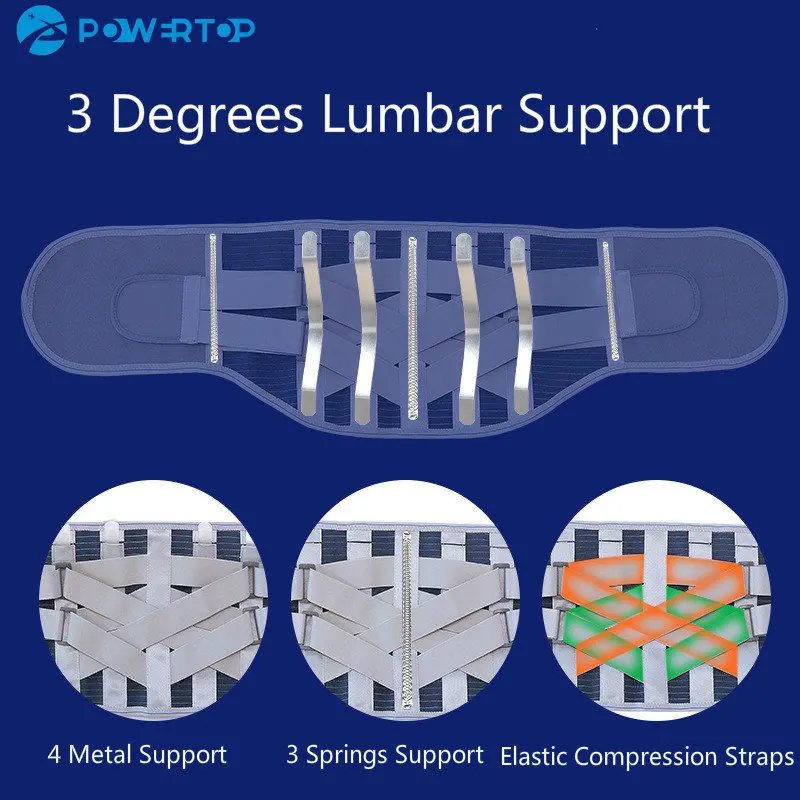 Ортопедический пояс для поддержки поясницы, ремень для поддержки спины, при грыже, со съемными двойными накладками и стальными наконечниками