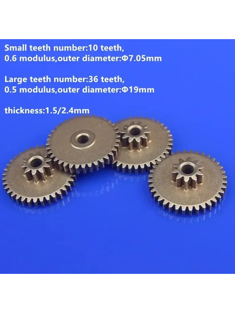 Engrenage de réduction à grandes et petites dents, alésage de 36/10 dents, module 2/3mm 0.6/0.5, métallurgie des poudres, engrenage de Base en fer, 5 pièces/lot