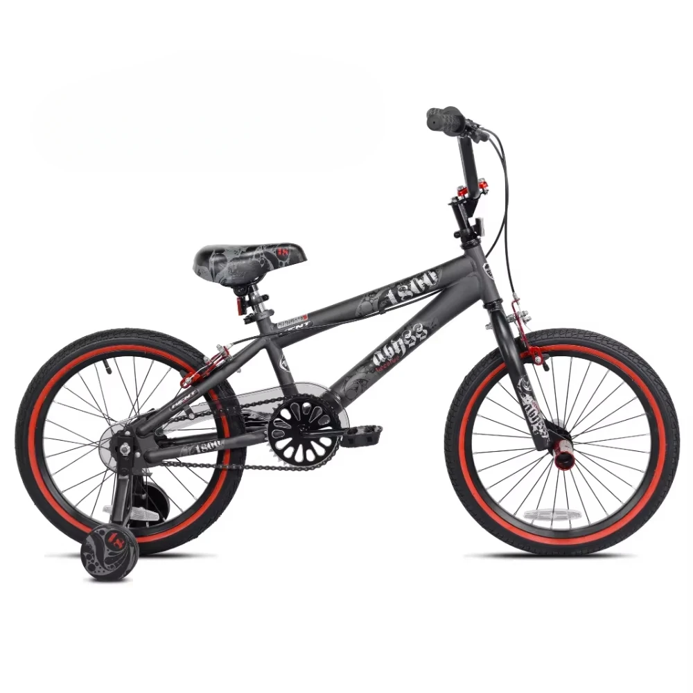 18 Zoll. Abyss Boy's Freestyle BMX Fahrrad, Kinderfahrrad, Grau Schwarz