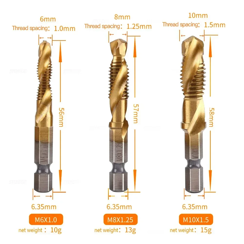 STONEGO HSS4341 Tap Bit - M3-M10, Spiral Flutes for Efficient Woodworking, Plastic & Aluminum Drilling