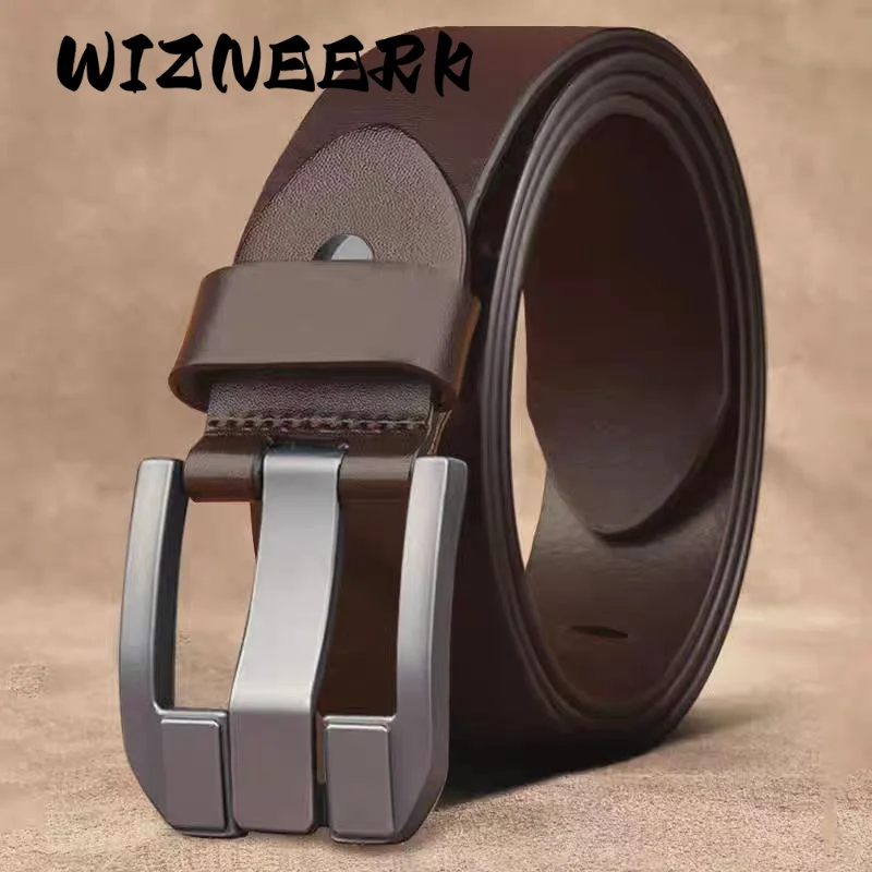 wizneerk-新品本物のニードルバックルベルト、レザー牛革ベルト、メンズカジュアル多用途でトレンディなスタイル
