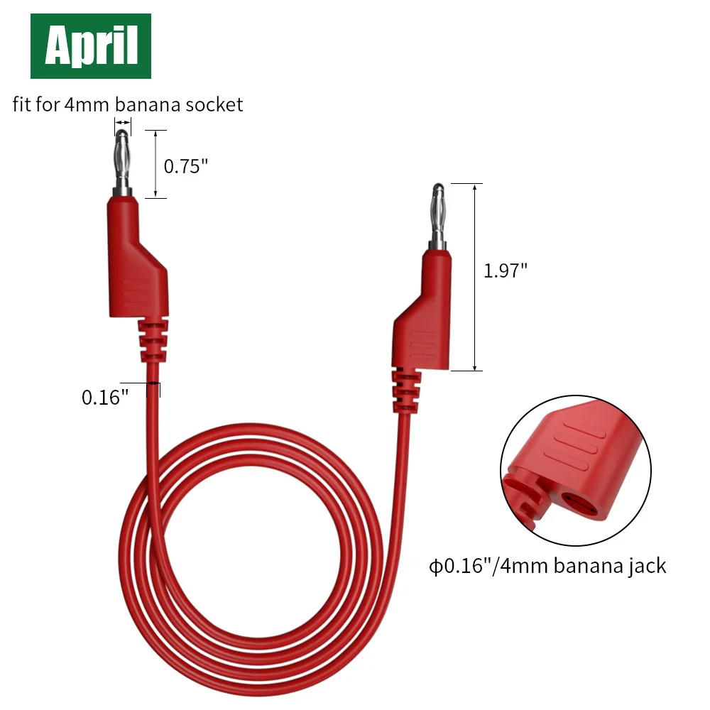 5pcs 4mm Banana Plug to Banana Plug Multimeter Test Leads cable 1m long 5 colors