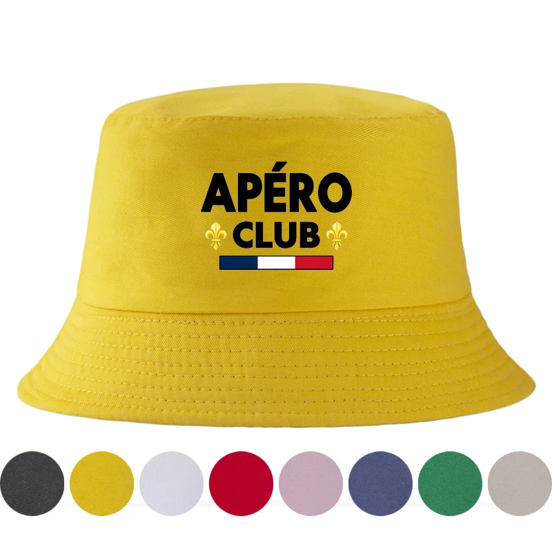 Fashion France Apero Club Bob Reversible Bucket Hat Trendy Summer Streetwear Fisherman Cap Unisex Sun Hat for Men Women Sun Cap