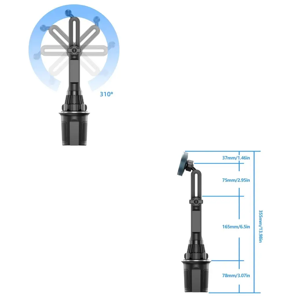  Telescopic Vehicle Cup Holder Mount With Wireless Charging 15W Fast Charging