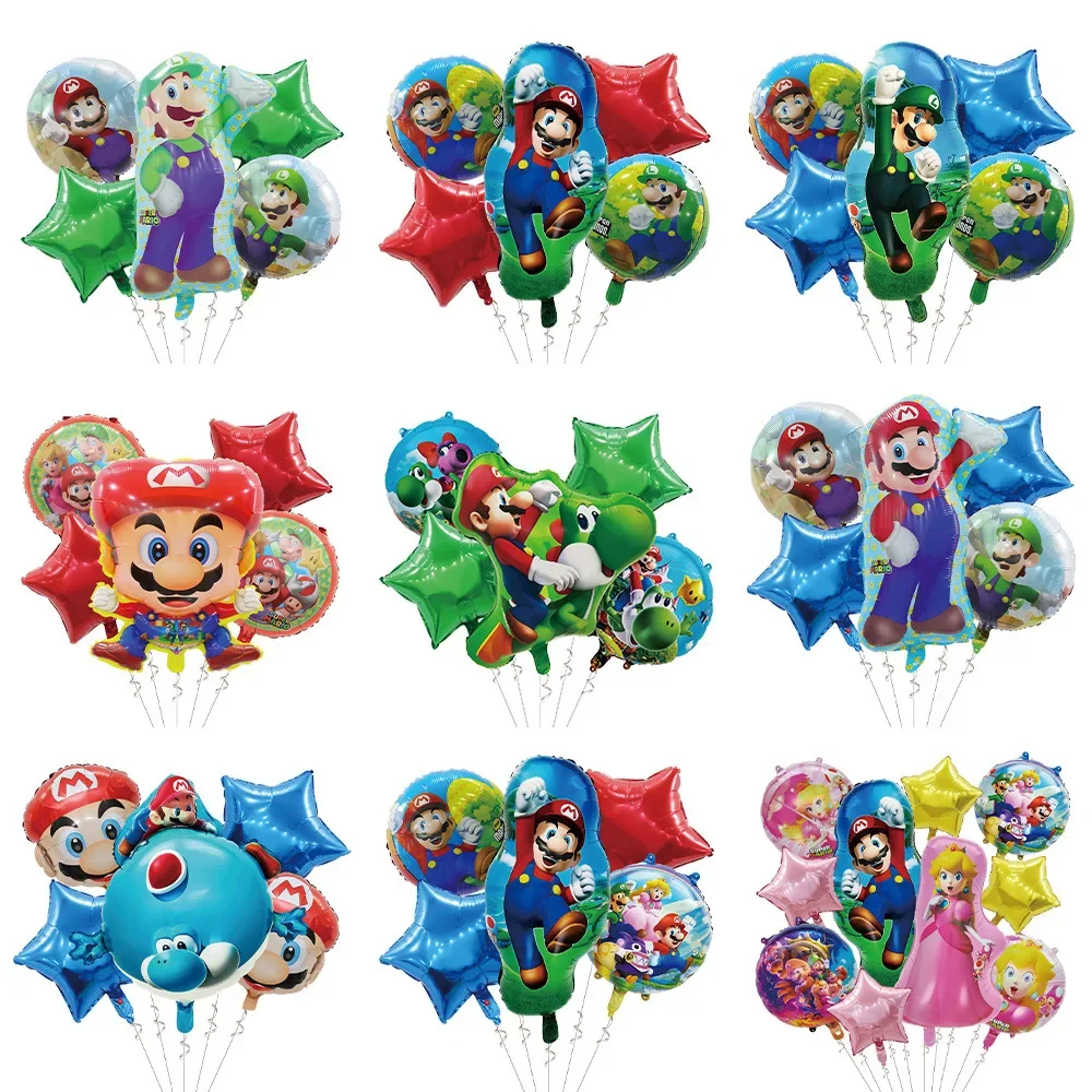 2026 Trendiges Mario Folienballon-Set Mario&Luigi für Geburtstagsparty-Deko Kinder-Themenparty Niedliche Anime-Ballons für Festliche Geschenke