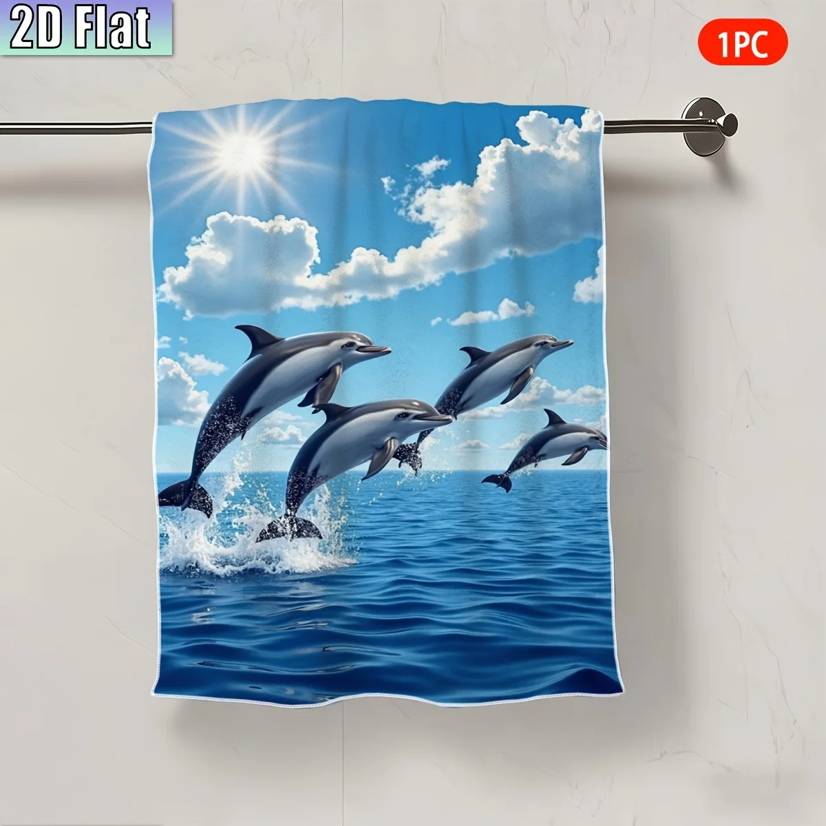 1pc Dolphin Jumping Scrub Cloth,Soft Face Towel & Hand Towel,Must-Have for Home & Travel, Perfect for Kitchen,Bathroom,Dorm,Gym