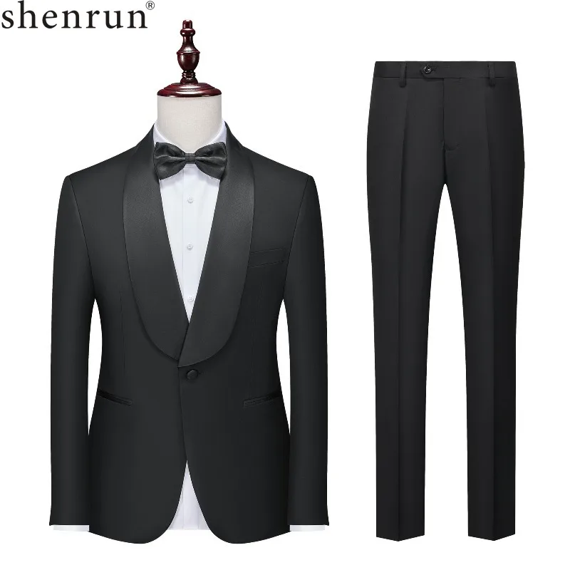 

Shenrun Men Suits Big Shawl Lapel Tuxedo Audition Performance Concert 2-Piece Wedding Groom Host Singer Dancer Slim Fit Suit