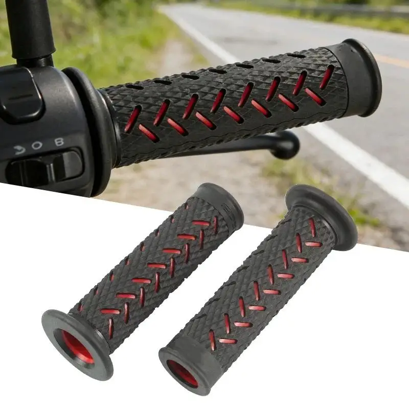 1 Pair Comfortable Gel Rubber Motorcycle Handlebar Grips 22mm Anti-slip Covers for Commuting Off-road Motorbike Use