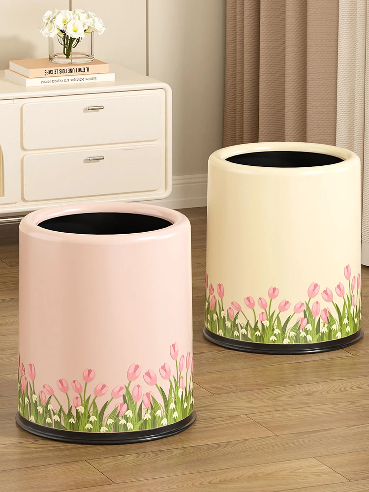 

Большой круглый мусорный бак для дома и офиса, роскошный, без крышки, пластиковый, для уборки, в форме тюльпана