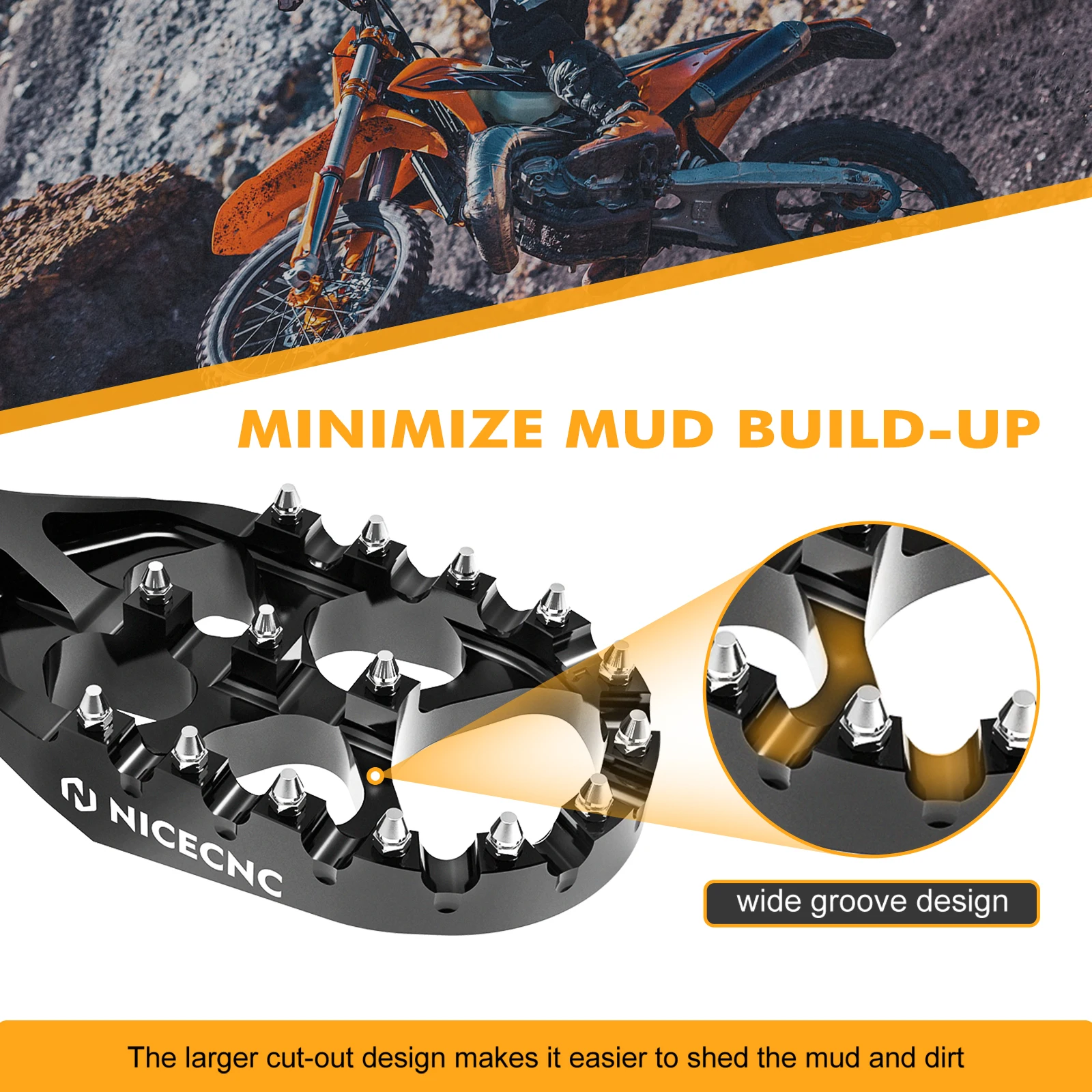 For GASGAS EC300 2024 Forged Footrest Footpeg Foot Pegs EC250 EC MC EX 125 250 300 250F 350F 450F ECF MCF EXF For KTM Husqvarna