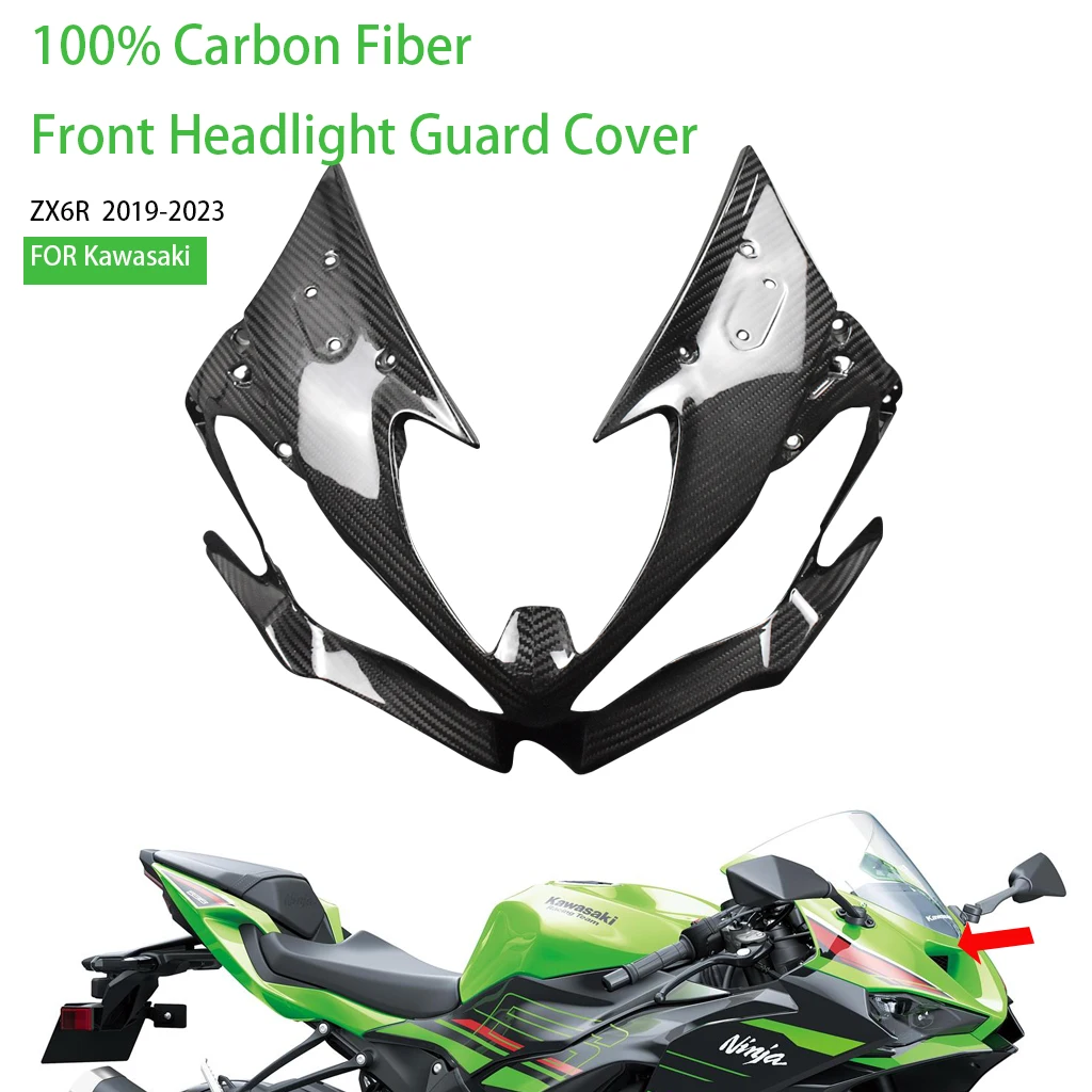 Kit de carenado de motocicleta para Kawasaki ZX6R 636 2019-2023 100% de fibra de carbono cubierta protectora de faro superior delantero accesorios Protector