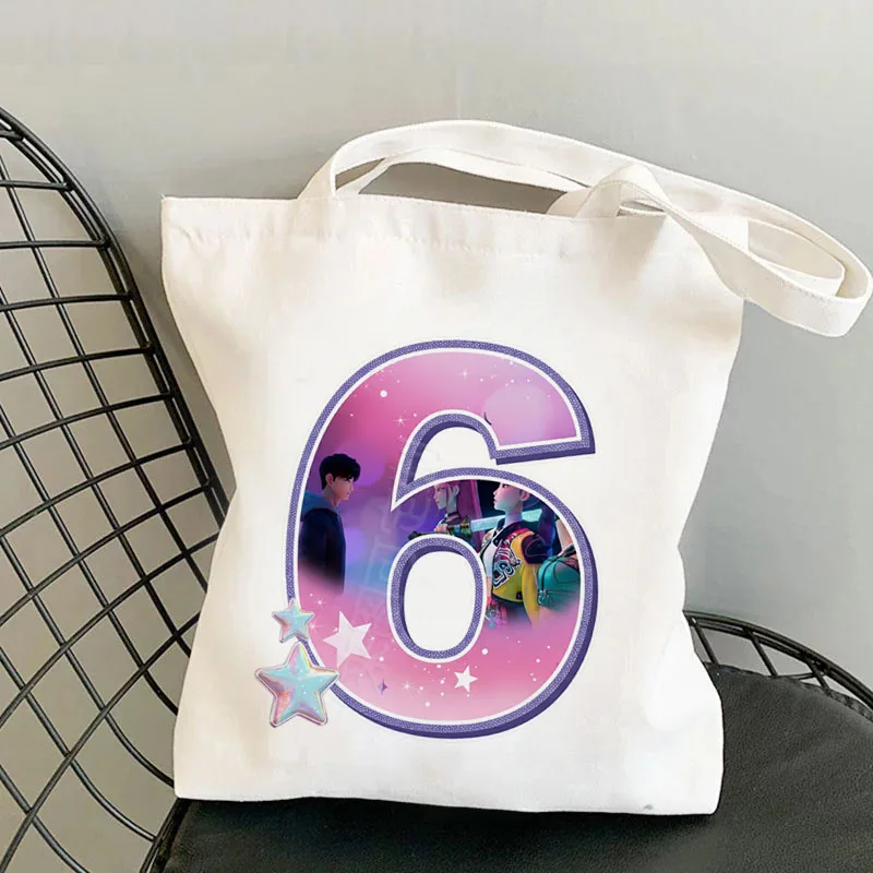 KPop شيطان الصيادين حزمة المرأة البسيطة رسالة أنيقة 1-9 حقيبة قماش قنب حقائب اليد حقائب كتف عادية التسوق الفتيات حقيبة يد هدية