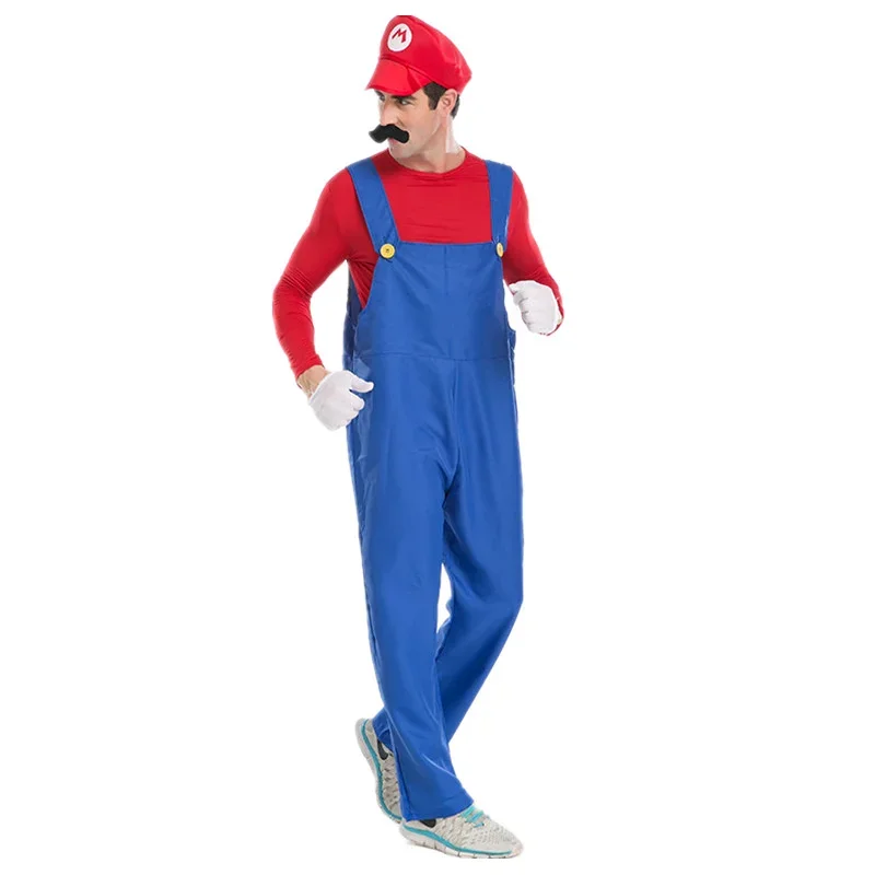 Disfraz de Halloween para hombre adulto, traje divertido de superjuego, Luigi Bros, fontanero, navidad