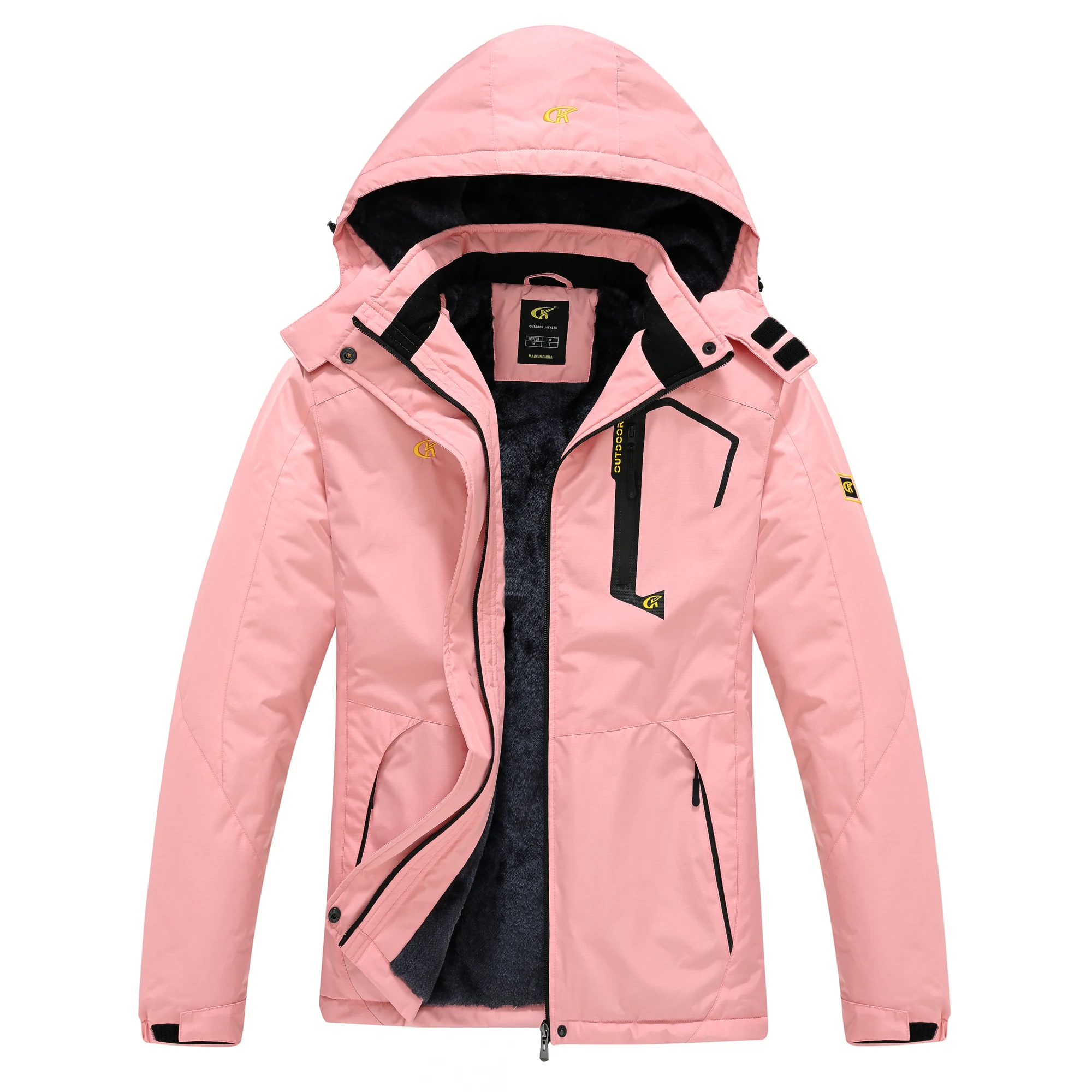 Women\'s Winter Ski Jacket Warm Fleece Waterproof Hooded Thicken Snow Coat Windbreaker Outwear Parka Hiking Clothing