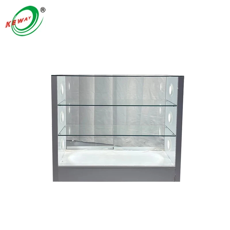 custom.KEWAY Custom 48 Inch Glass Showcase Glass Display Cabinet Reception Counter Retail Merchandising