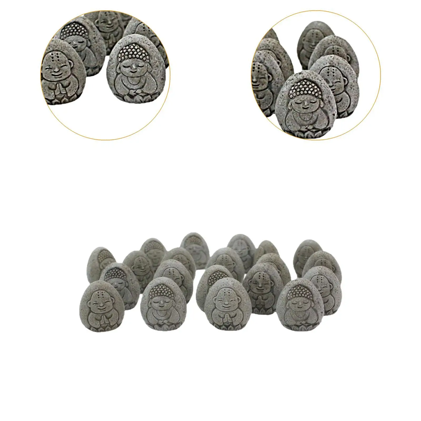 20x Artifical Stone Buddha Relief Figurines Landscape Ornament 2.2x1.9cm Garden Decoration for Freshwater Saltwater Accessory