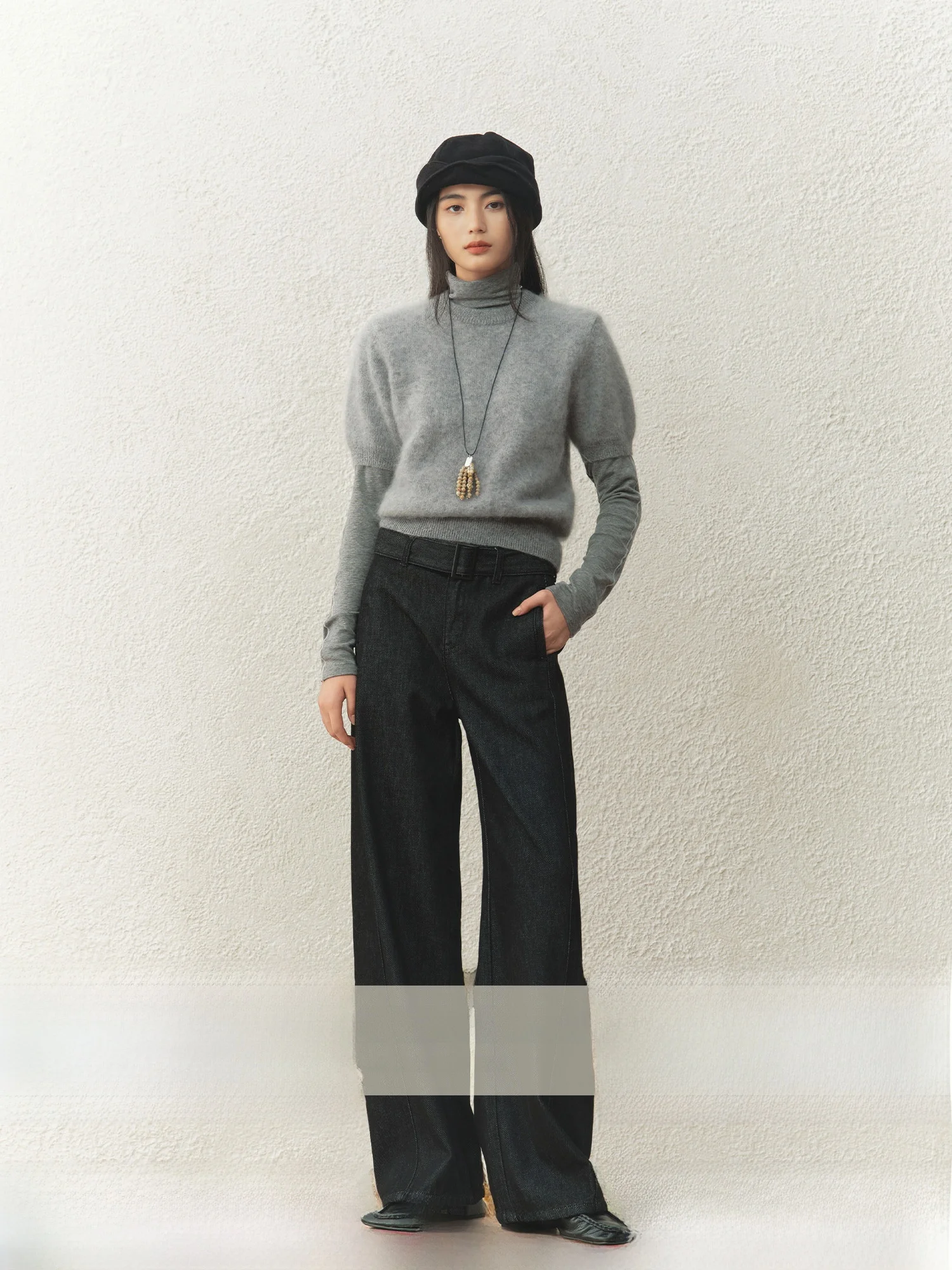 

Ретро джинсы Bla ey для женщин: широкие брюки с высокой талией, свободного кроя, прямые, с эффектом драпировки, осенне-зимние, повседневные